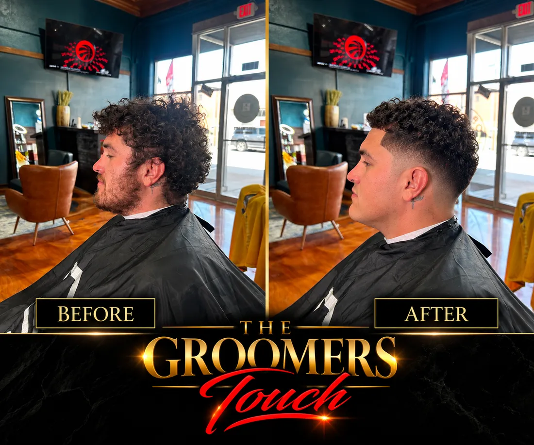 Before and after: curly top with a tight taper