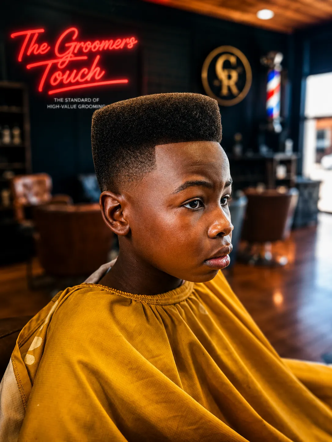 Young client with a sharp flat-top and fade